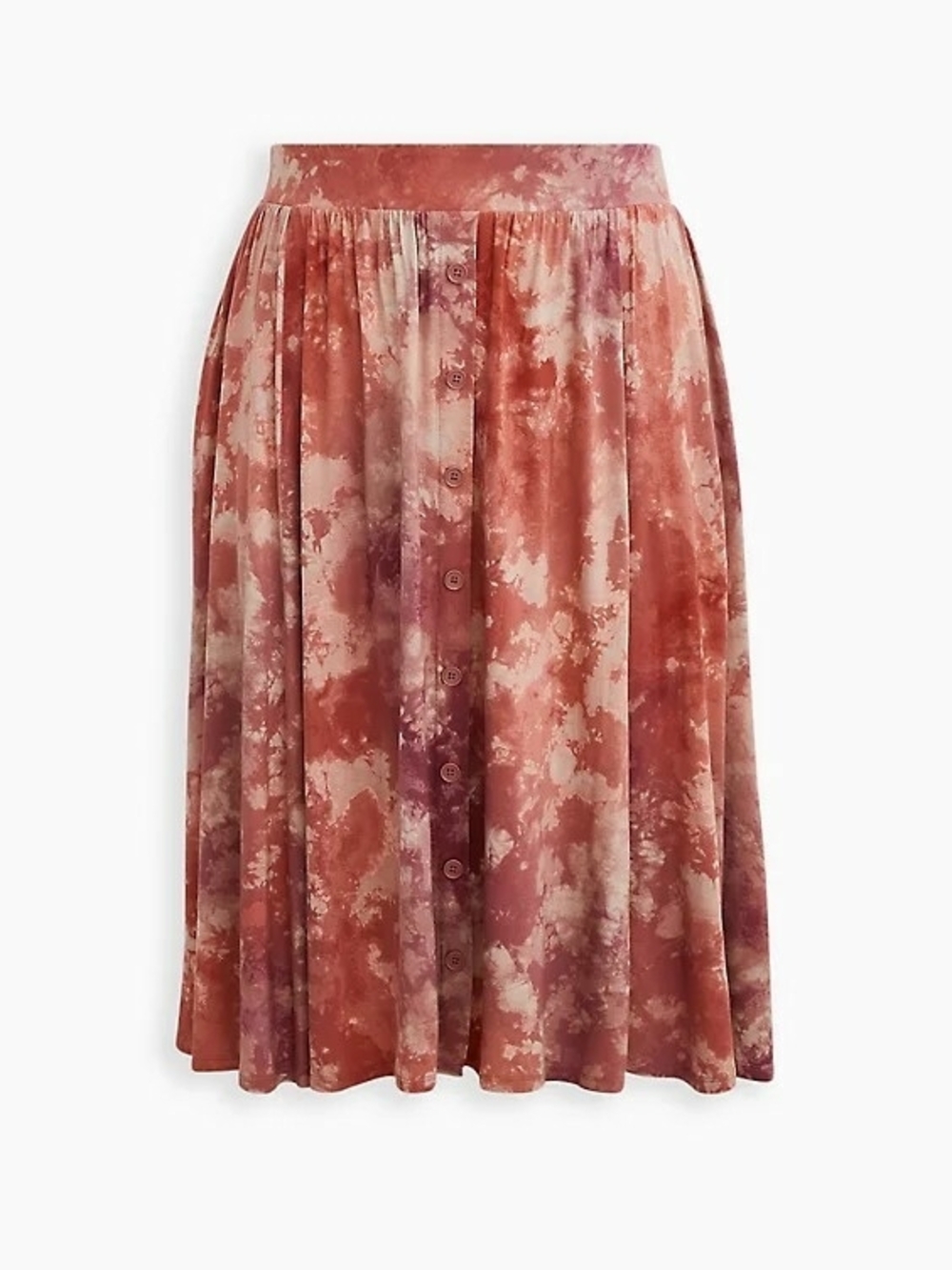 Tie-Dye Super Soft Button-Front Midi Skirt
